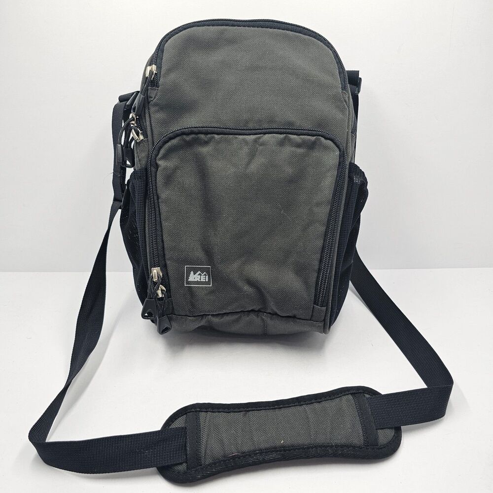 REI Crossbody Bag Gray Black Multi Pocket Travel Organizer Utility Pouch